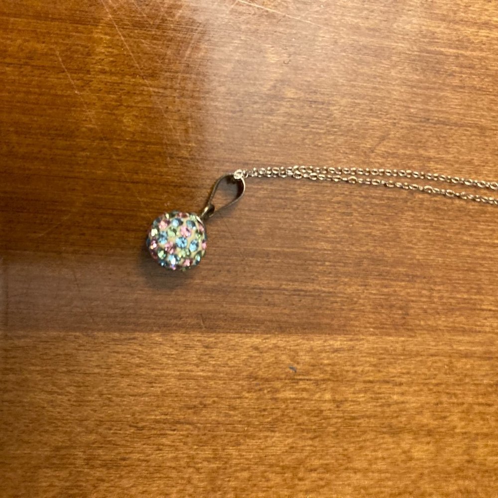 Multi-Colored Sphere Silver Necklace - image 4